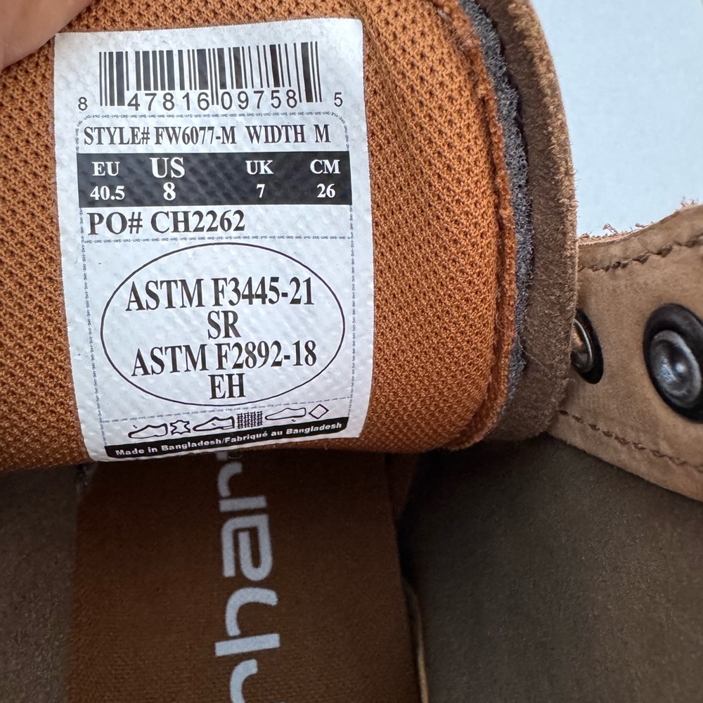 Carhartt Men's Tan Leather Work Boot - Picture 2 of 4